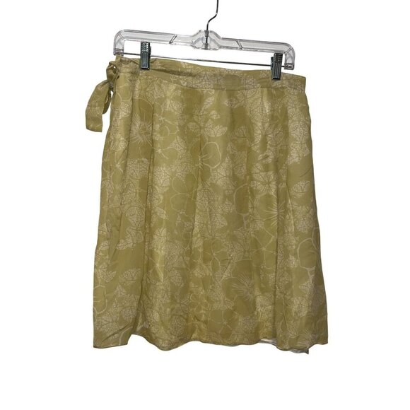 Tommy Bahama Vinatge Y2K  Yellow 100% Silk Floral Wrap Midi Skirt Women's Size 1 - Picture 2 of 10